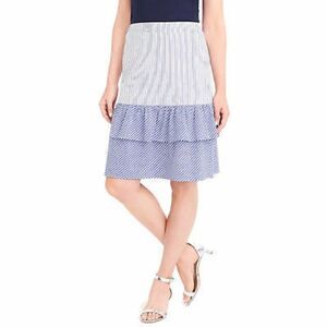 J. Crew Cocktail Stripe Tiered Ruffle Midi Skirt